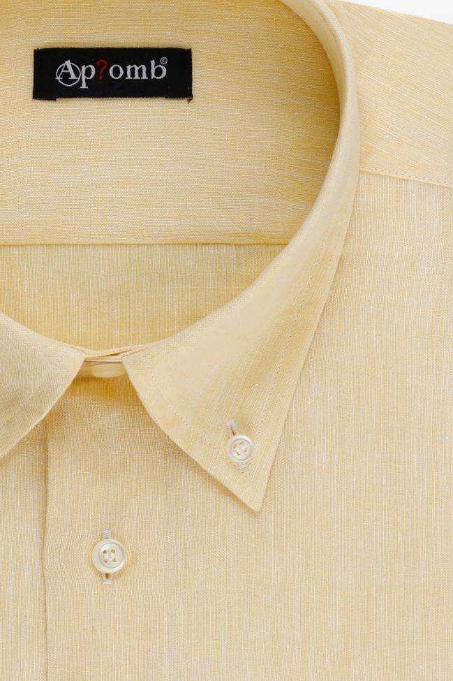aplomb Hemd Herren Aplomb Classic Einfarbig 100% Leinen kragen Button-Down Kurze Ärmel Rabatte dieses Monats