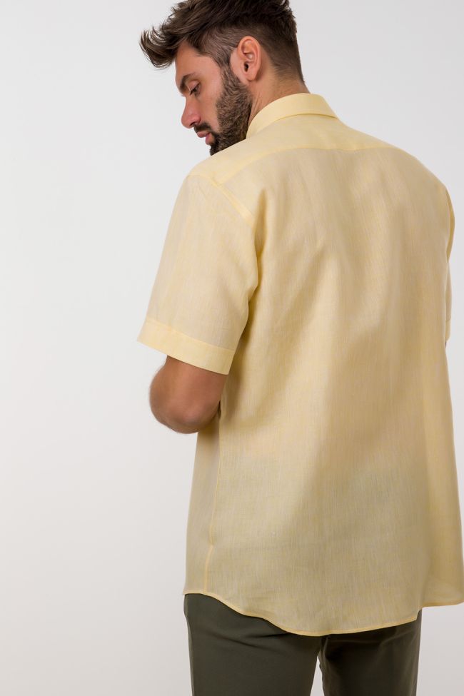 aplomb Hemd Herren Aplomb Classic Einfarbig 100% Leinen kragen Button-Down Kurze Ärmel Rabatte dieses Monats