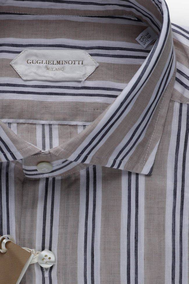 guglielminotti Hemd Herren Guglielminotti Regular Streifen 56% linen 44% cotton kragen Französisch Lange Ärmel Muttertagsangebot