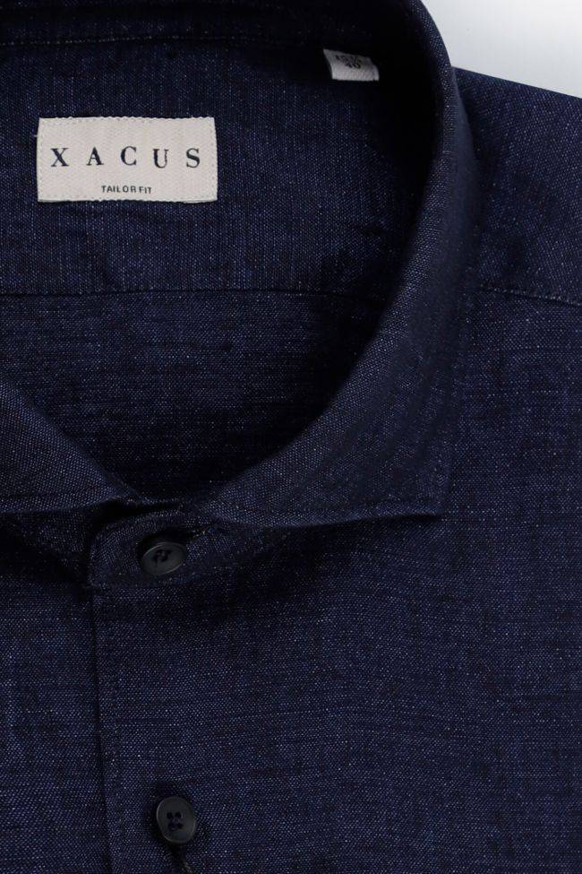 xacus Hemd Herren Xacus Regular Einfarbig 100% Leinen kragen Französisch Lange Ärmel Lagerräumung