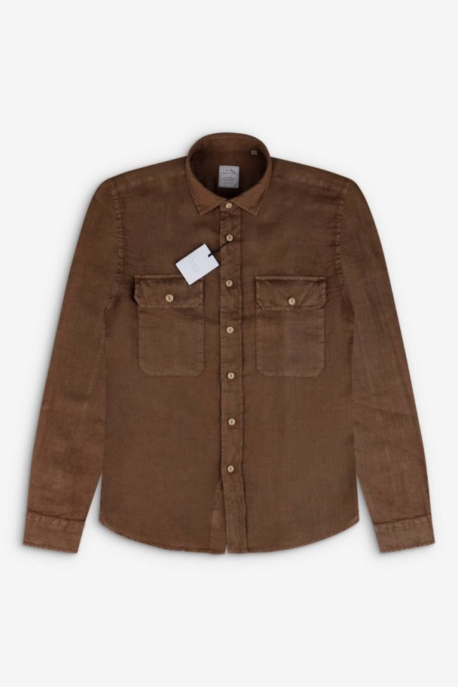 xacus Hemd Herren Xacus Regular Einfarbig 100% Leinen kragen Italienisch Lange Ärmel Bestseller