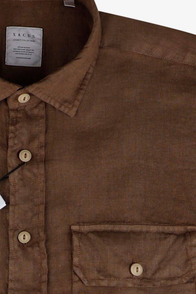 xacus Hemd Herren Xacus Regular Einfarbig 100% Leinen kragen Italienisch Lange Ärmel Bestseller