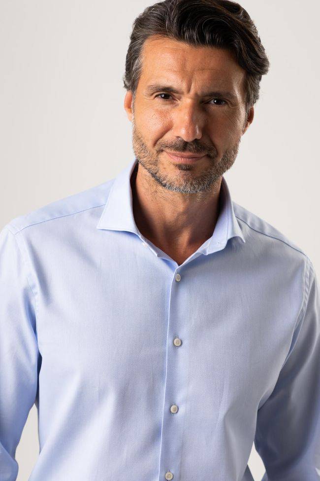 ingram Hemd Herren Ingram Slim Einfarbig 100% Baumwolle kragen Italienisch Lange Ärmel Rabatt