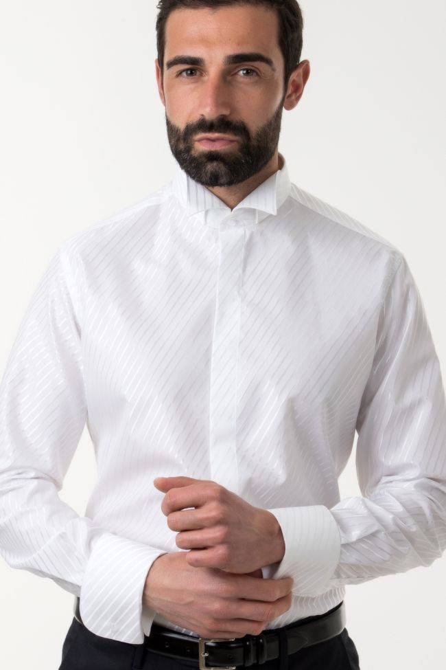 ingram Hemd Herren Ingram Slim Streifen 60% Baumwolle, 40% Viskose kragen Kläppchenkragen Lange Ärmel Preisnachlass