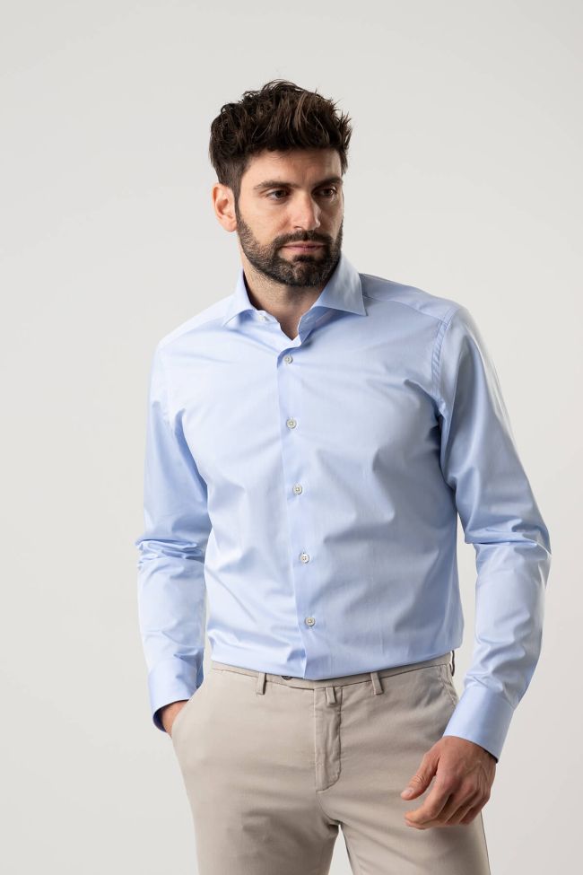 caliban Hemd Herren Caliban Regular Einfarbig 100% Baumwolle kragen Französisch Lange Ärmel Zeitlich begrenztes Angebot