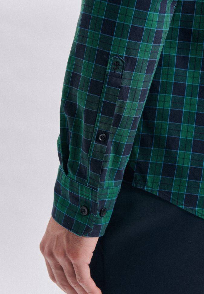 seidensticker Hemd Herren Seidensticker Regular Bügelfreie Karo kragen Button-Down Lange Ärmel Kostenloser Versand international