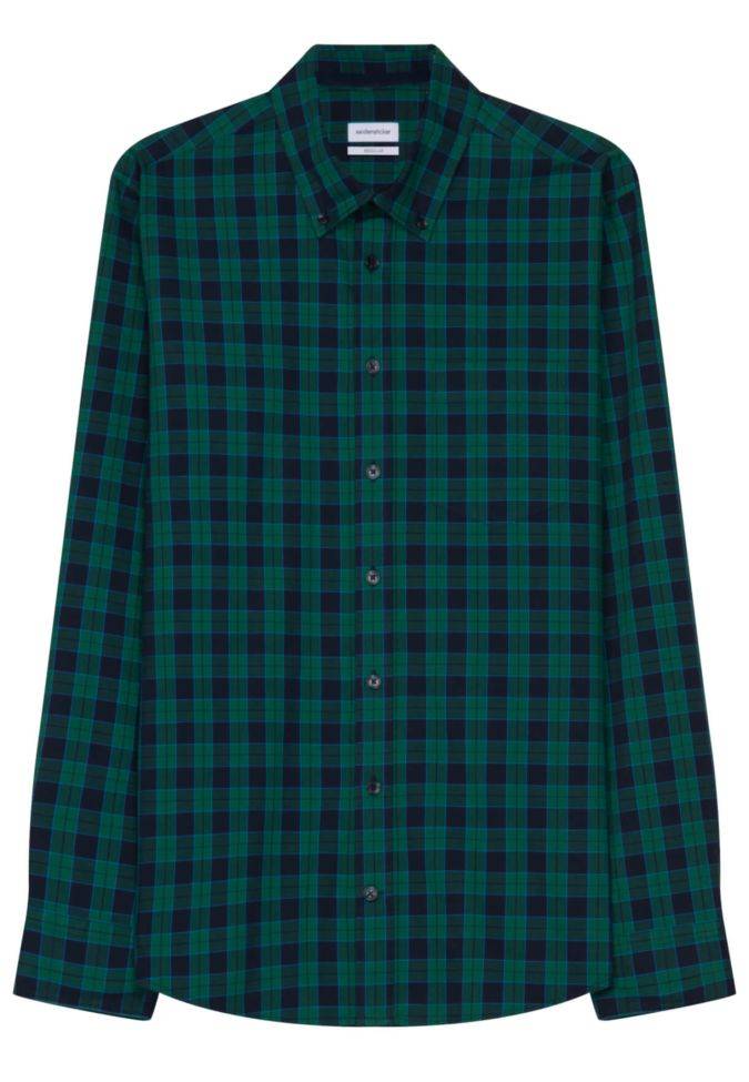 seidensticker Hemd Herren Seidensticker Regular Bügelfreie Karo kragen Button-Down Lange Ärmel Kostenloser Versand international