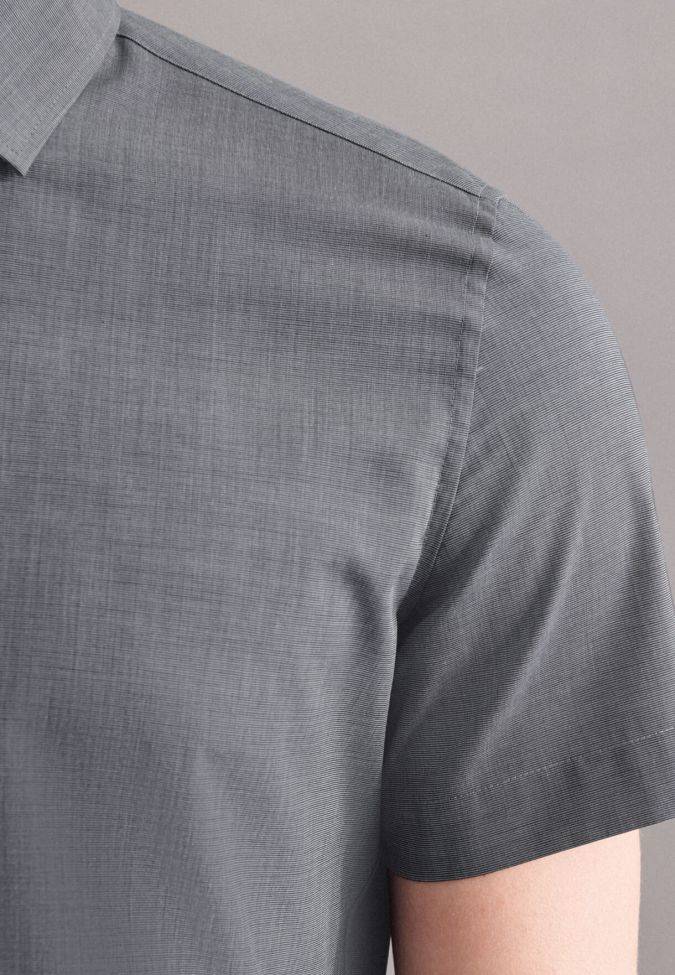 seidensticker Hemd Herren Seidensticker Slim Bügelfreie Einfarbig kragen Italienisch Kurze Ärmel Rabatt