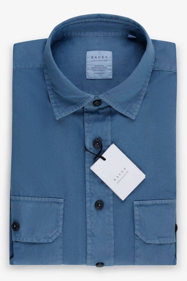 xacus Hemd Herren Xacus Regular Einfarbig 100% Baumwolle kragen Italienisch Lange Ärmel Letzte 3 Tage