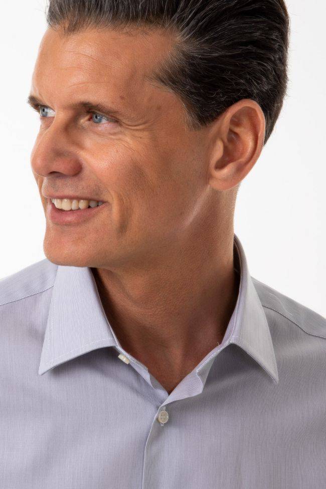 ingram Hemd Herren Ingram Slim Streifen 100% Baumwolle kragen Italienisch Lange Ärmel im Angebot