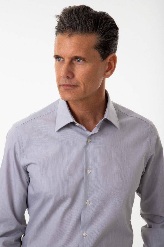 ingram Hemd Herren Ingram Slim Streifen 100% Baumwolle kragen Italienisch Lange Ärmel im Angebot