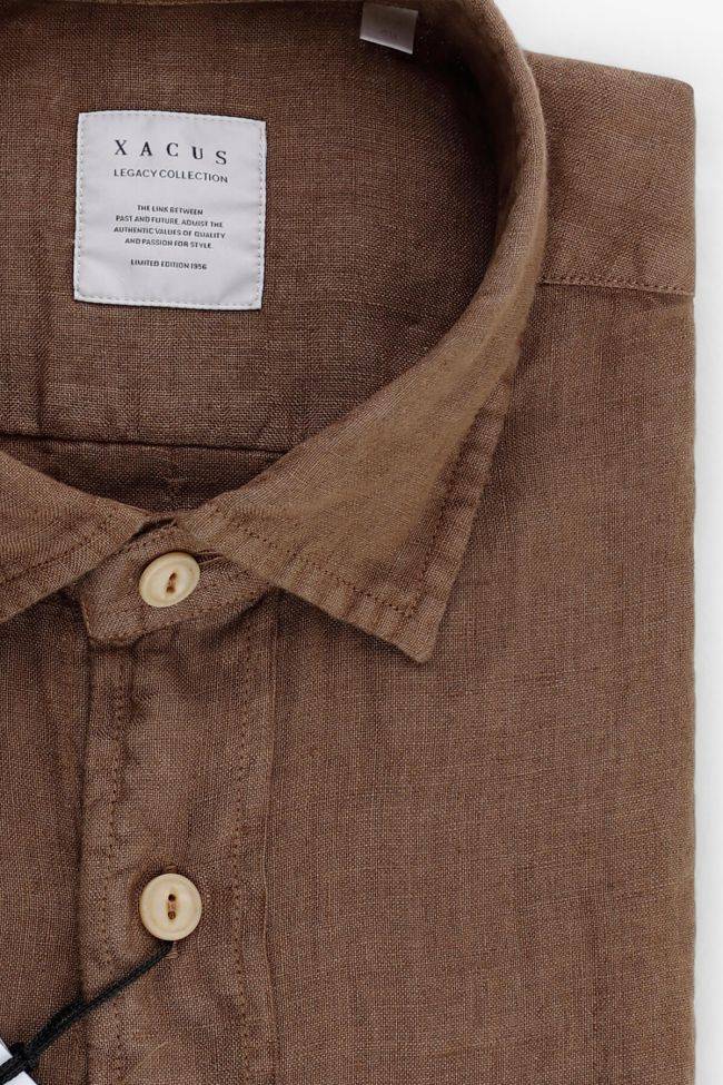 xacus Hemd Herren Xacus Regular Einfarbig 100% Leinen kragen Italienisch Lange Ärmel Kostenloser Versand