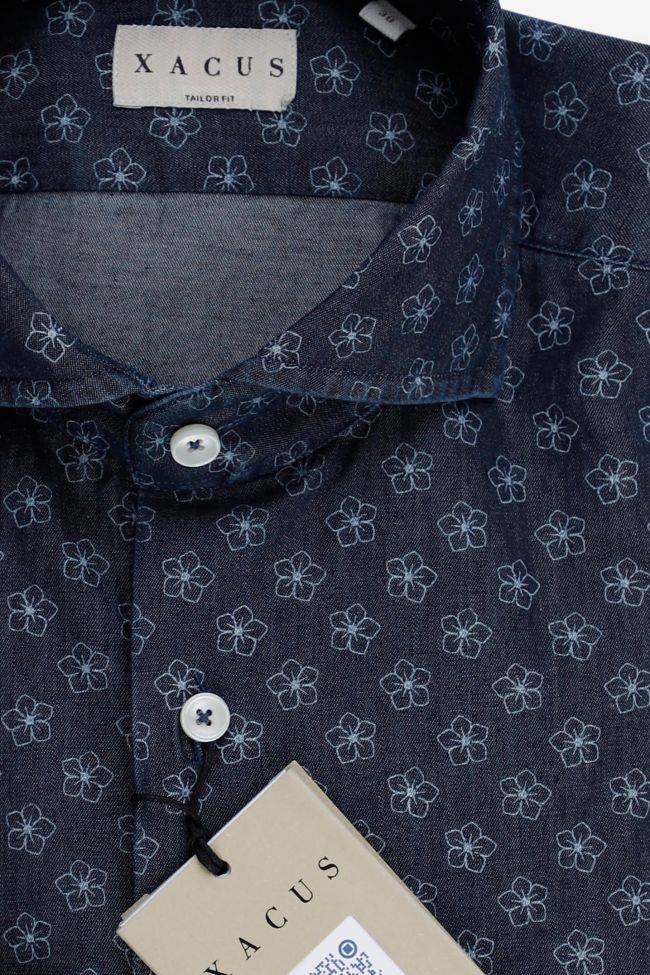 xacus Hemd Herren Xacus Regular Muster 100% Baumwolle Denim Jeans kragen Französisch Lange Ärmel Black Friday