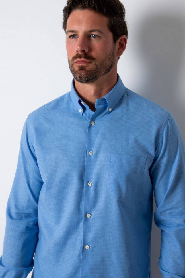 ingram Hemd Herren Ingram Regular Einfarbig 80% Baumwolle 20% Leinen kragen Button-Down Lange Ärmel Angebote