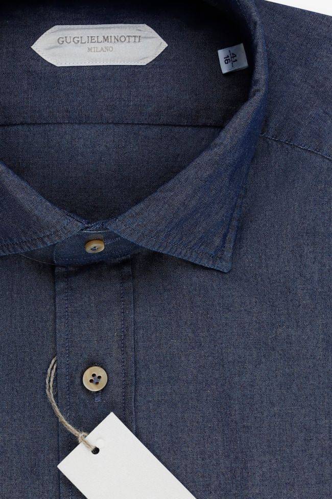 guglielminotti Hemd Herren Guglielminotti Slim Einfarbig 100% Baumwolle kragen Italienisch Lange Ärmel Verkauf