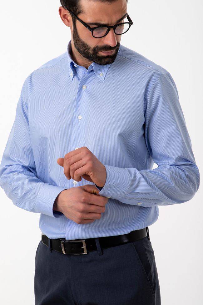 aplomb Hemd Herren Aplomb Regular Streifen 100% Baumwolle kragen Button-Down Lange Ärmel Rabatt
