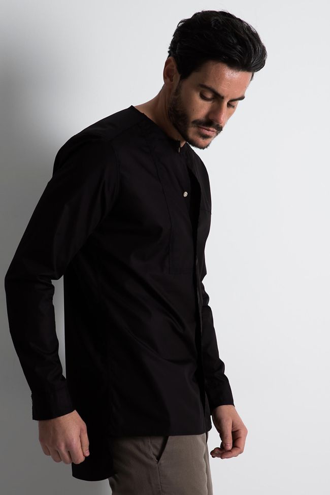 dnl Hemd Herren DNL Regular Einfarbig 100% Baumwolle kragen Mandarinkragen Lange Ärmel Black Friday