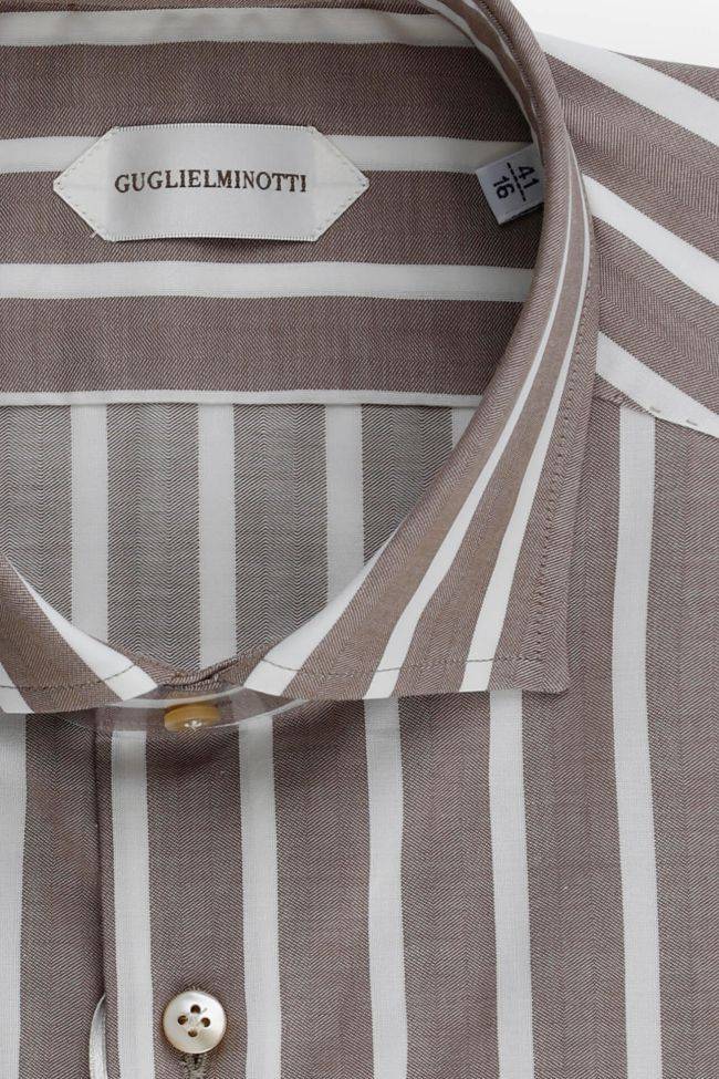 guglielminotti Hemd Herren Guglielminotti Regular Streifen 100% Baumwolle kragen Französisch Lange Ärmel Muttertagsangebot