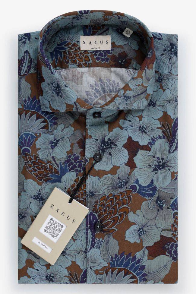 xacus Hemd Herren Xacus Regular Muster 100% Baumwolle gewaschen kragen Französisch Lange Ärmel Vatertagsangebot