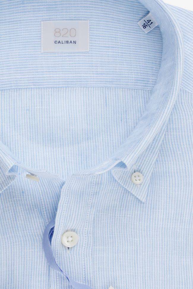 caliban Hemd Herren Caliban Regular Streifen 100% Leinen kragen Button-Down Lange Ärmel Lagerräumung