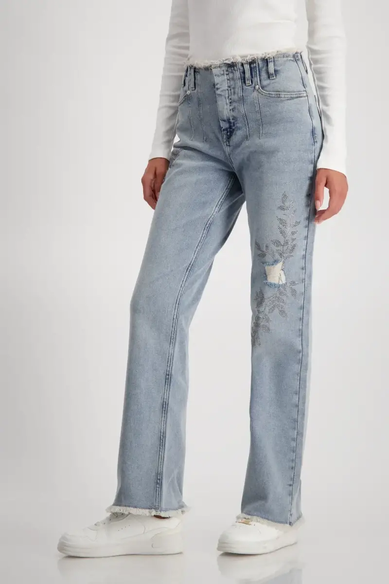 Monari Wide Leg Jeans mit Schmuck Super Rabatt