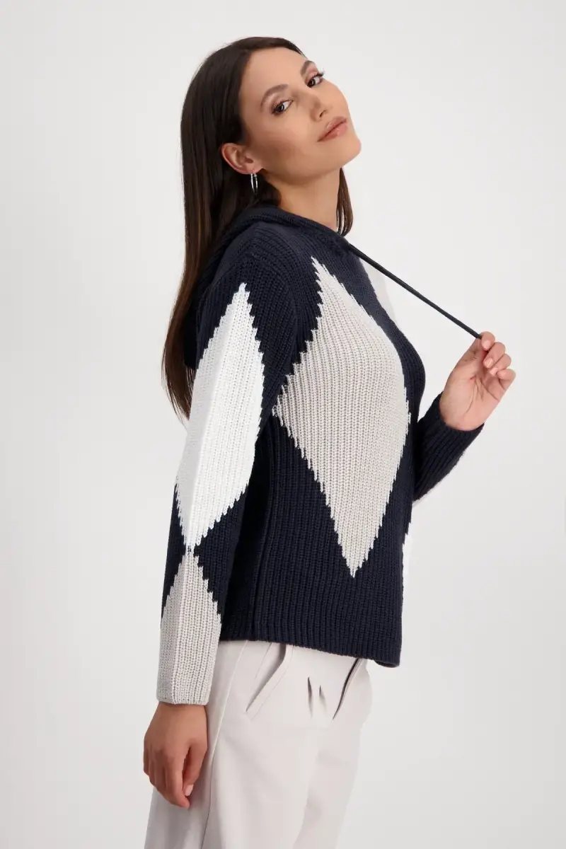 Monari Kapuzenpullover mit Rauten Fabrikpreis