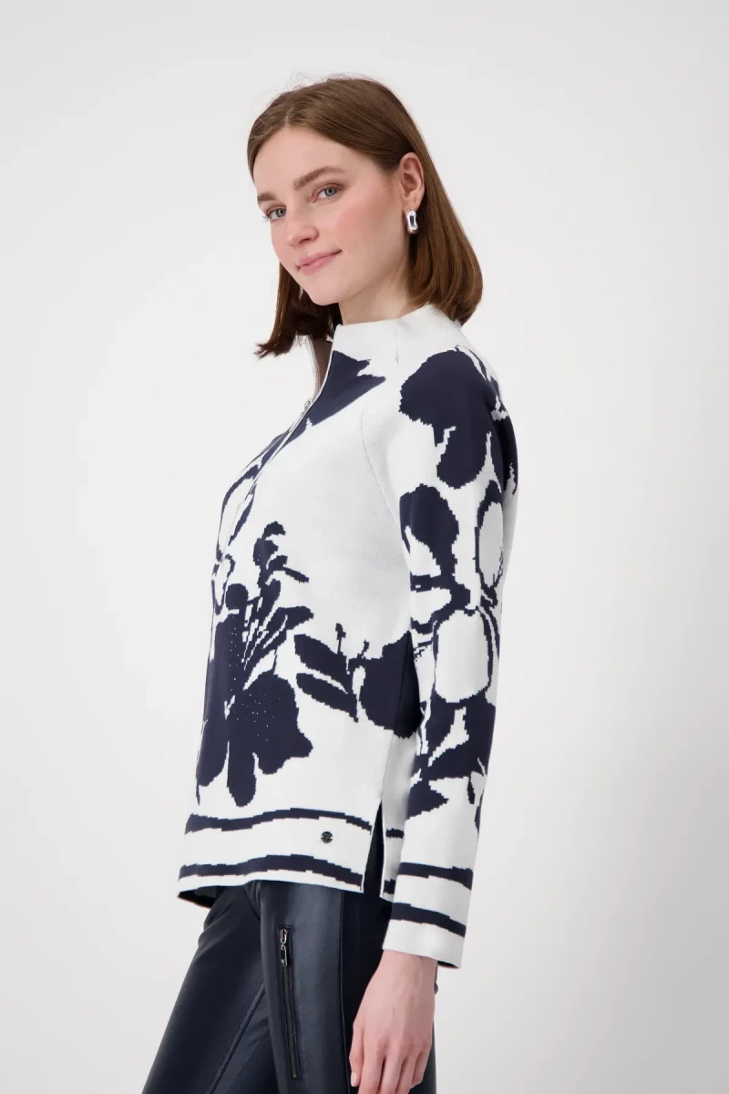 Monari Pullover mit Blumenmuster Top Angebot