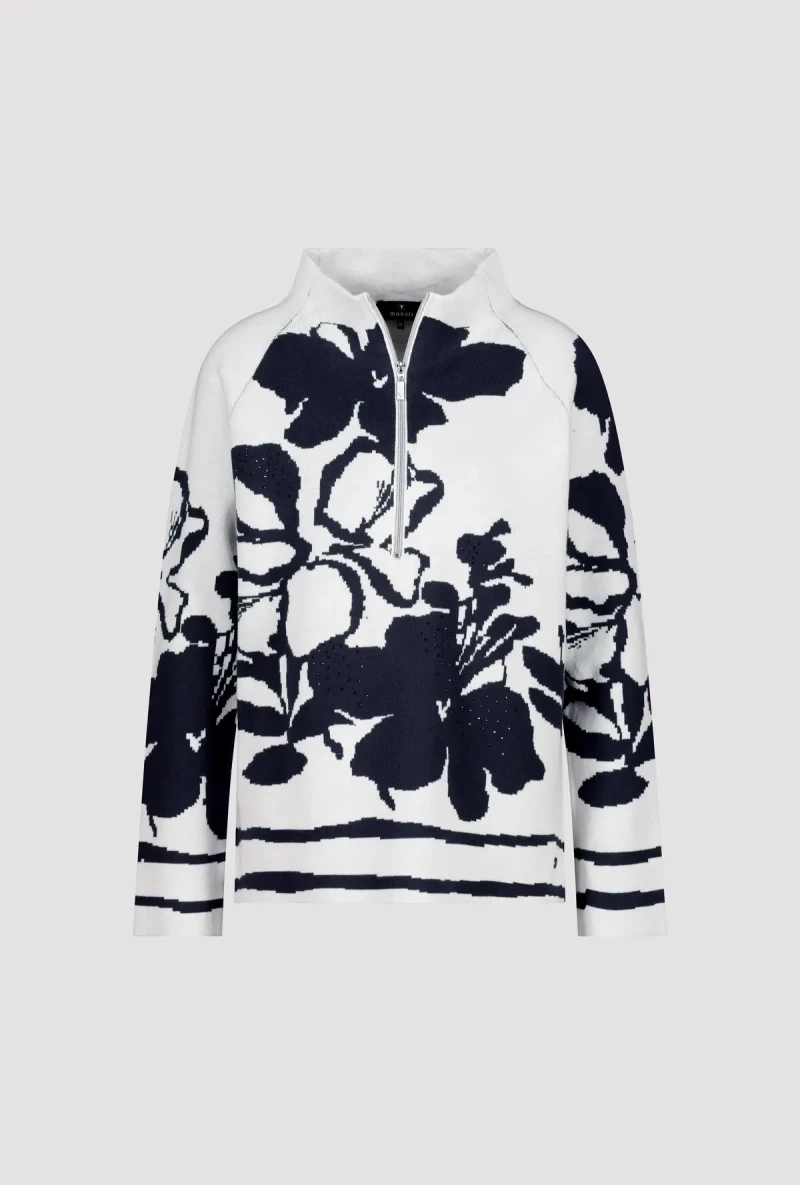 Monari Pullover mit Blumenmuster Top Angebot