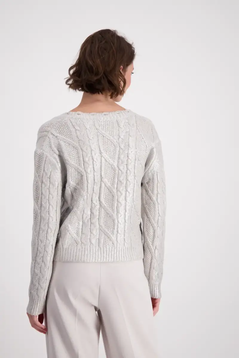 Monari Glänzender Pullover mit Zopfmuster Räumungsverkauf