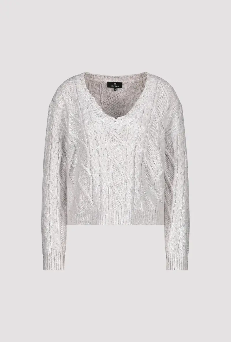 Monari Glänzender Pullover mit Zopfmuster Räumungsverkauf