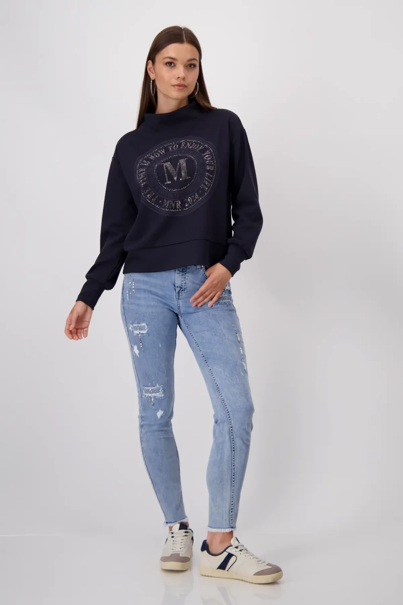 Monari Sweatshirt mit Emblem Print im Angebot