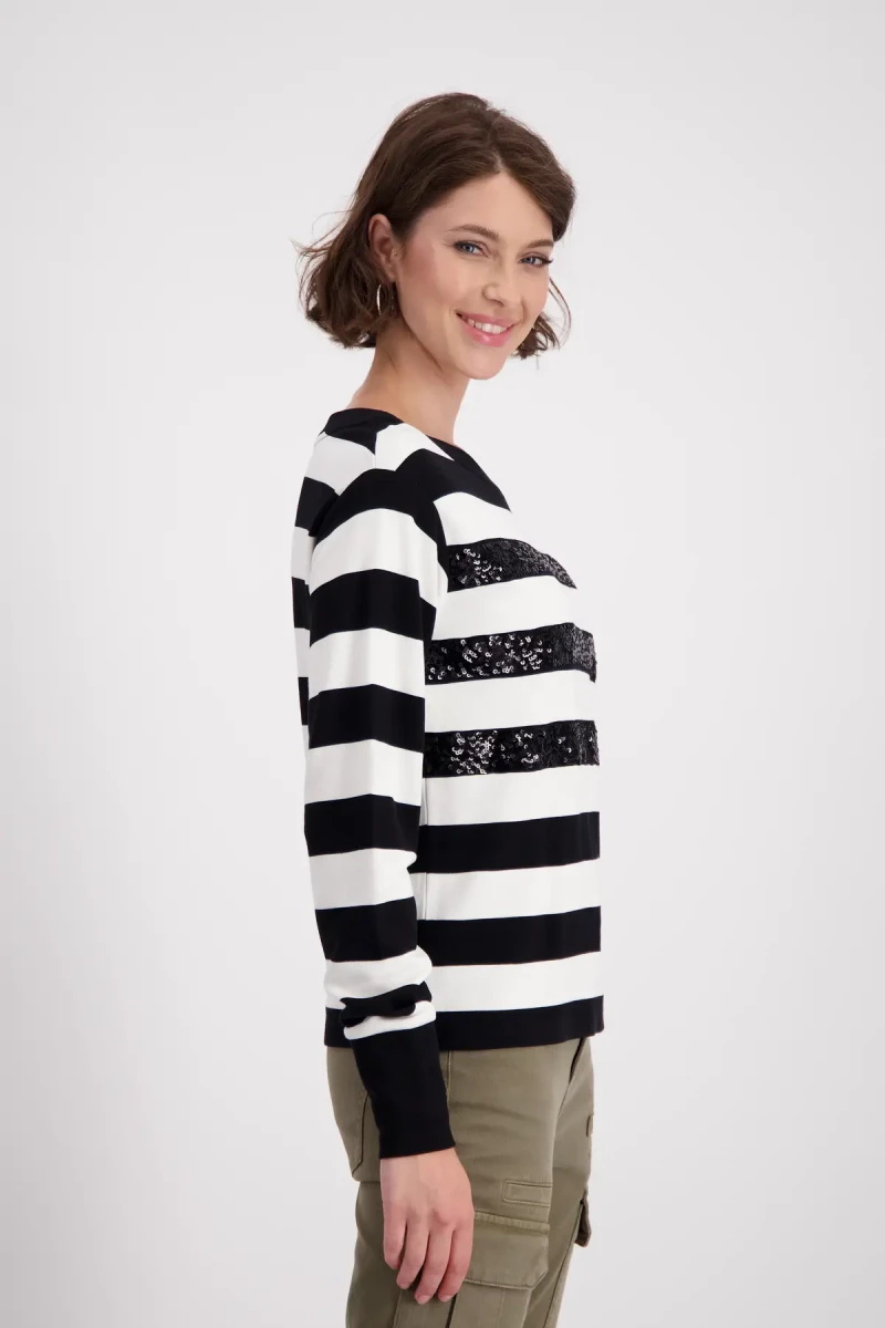 Monari Sweatshirt mit tonigen Pailletten Großer Ausverkauf
