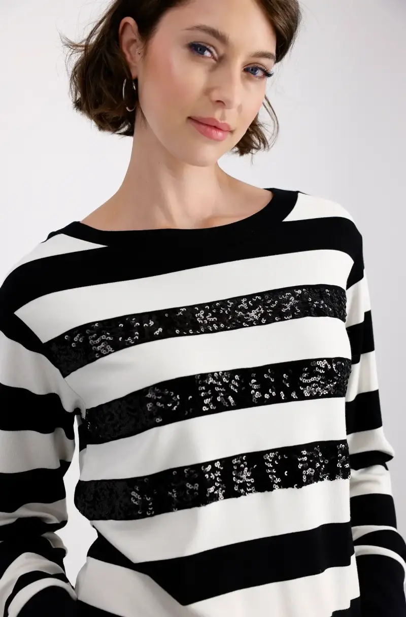Monari Sweatshirt mit tonigen Pailletten Großer Ausverkauf