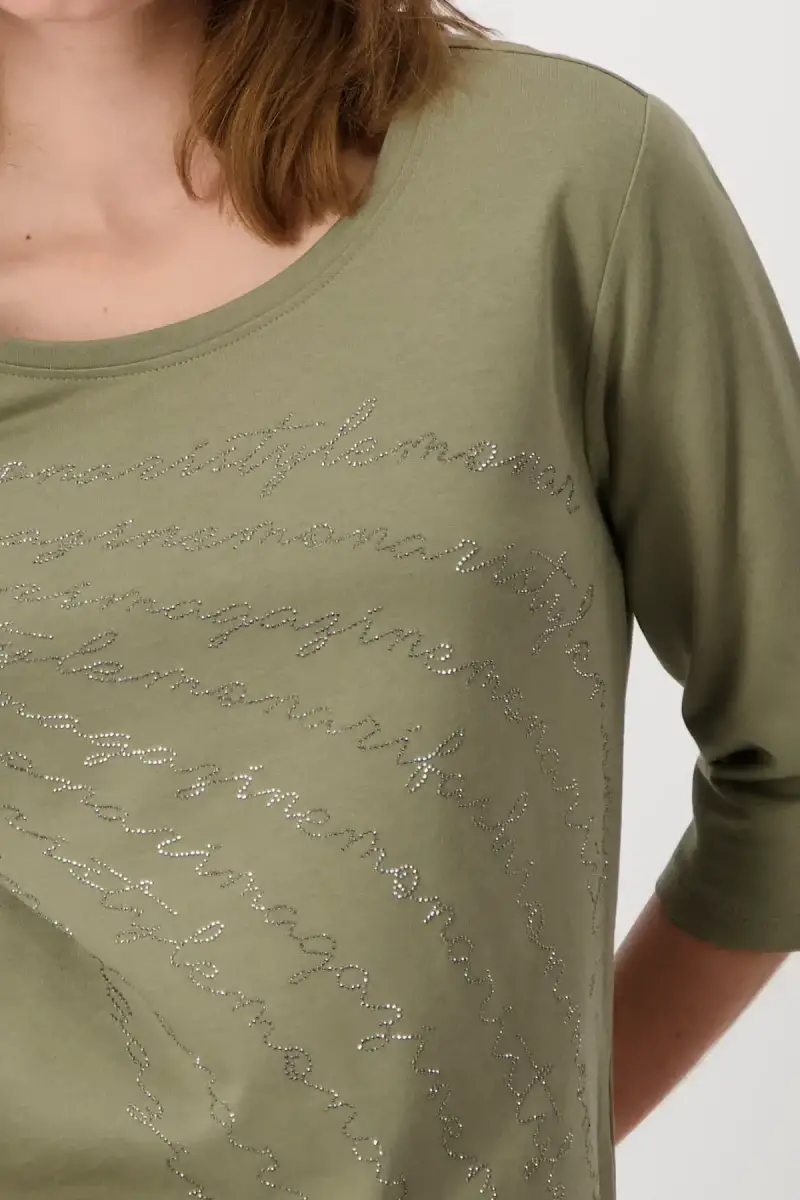 Monari Shirt mit Strass Schrift Große Rabatte