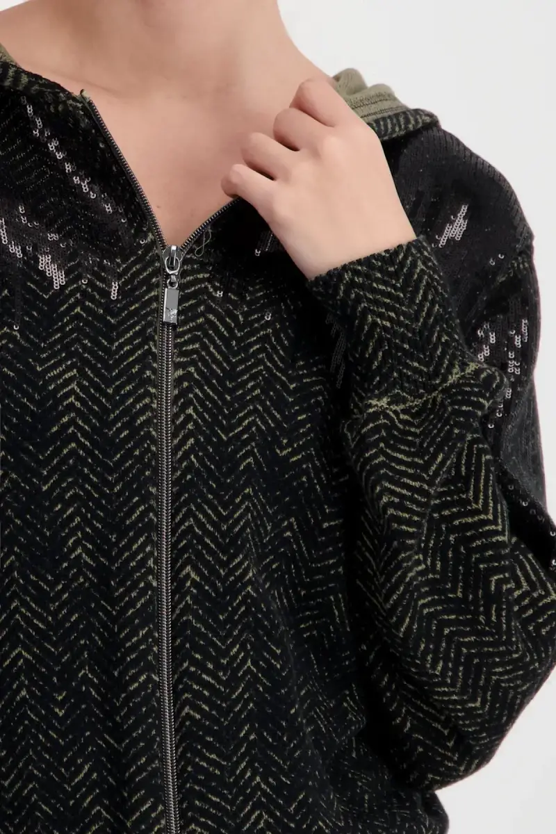 Monari Strickjacke mit Fischgratmuster und Pailletten Saisonale Angebote