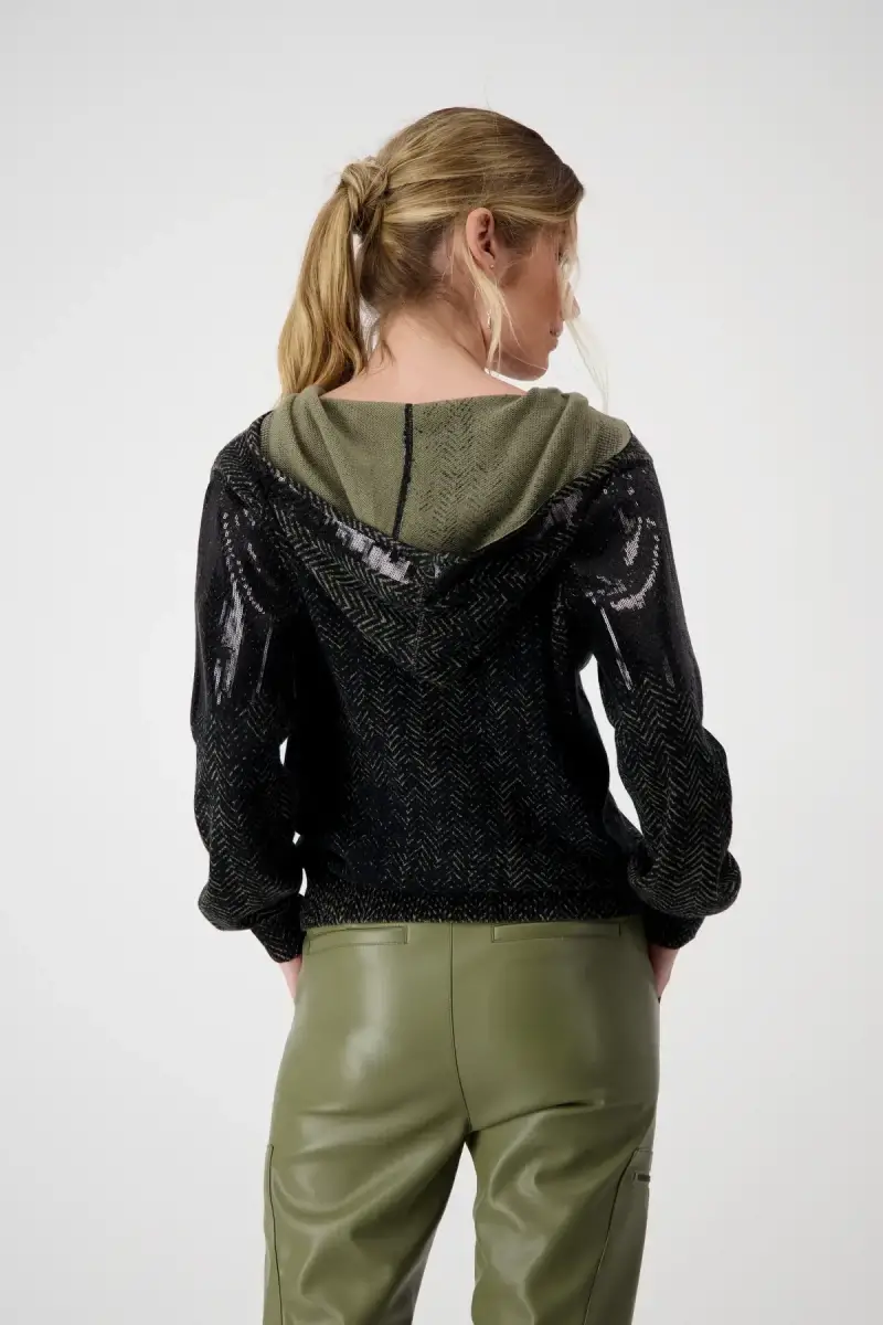 Monari Strickjacke mit Fischgratmuster und Pailletten Saisonale Angebote