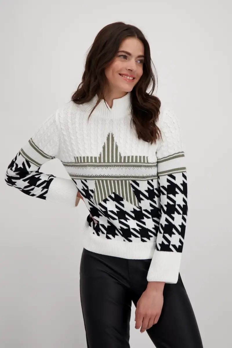 Monari Pullover mit Hahnentrittmuster Tiefpreis