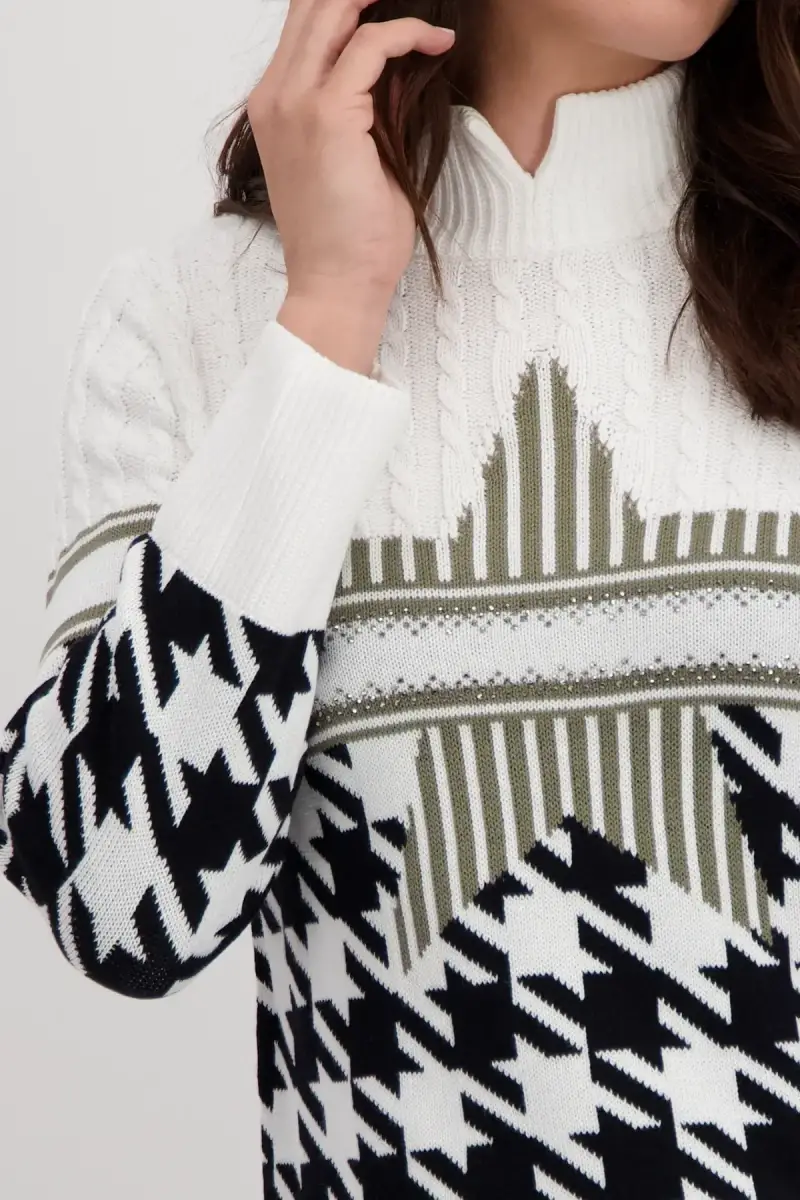 Monari Pullover mit Hahnentrittmuster Tiefpreis