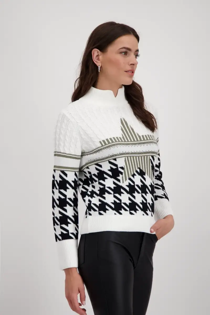 Monari Pullover mit Hahnentrittmuster Tiefpreis