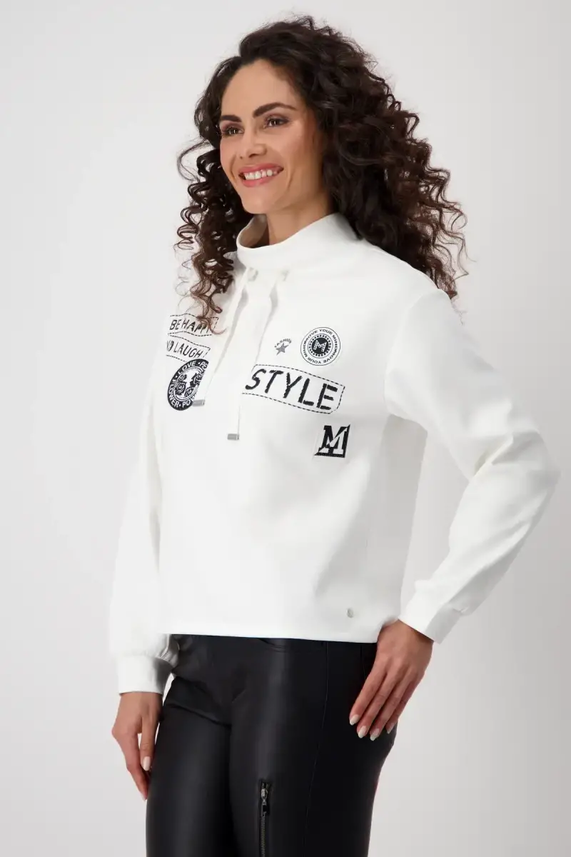 Monari Sweatshirt mit Patches und Strass Discount Store für neue Produkte