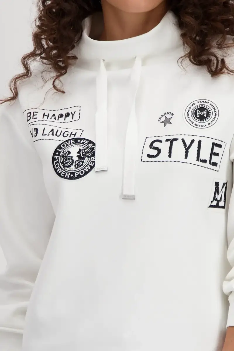 Monari Sweatshirt mit Patches und Strass Discount Store für neue Produkte
