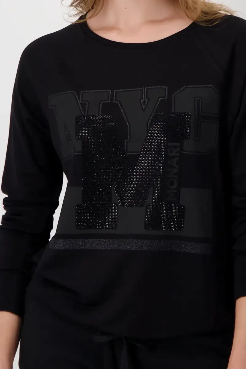 Monari Raglan Shirt mit Glitzerschrift Begrenzt auf 3 Tage