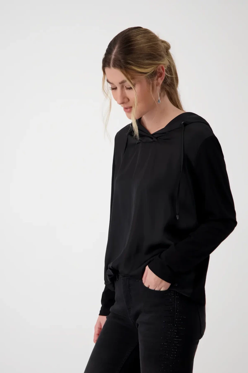 Monari Satin Blusenshirt mit Kapuze Outlet