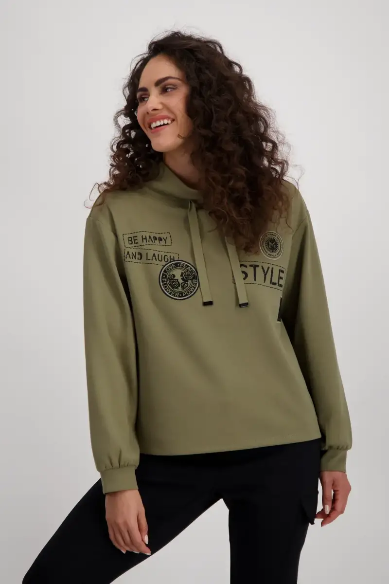Monari Sweatshirt mit Patches und Strass im Angebot