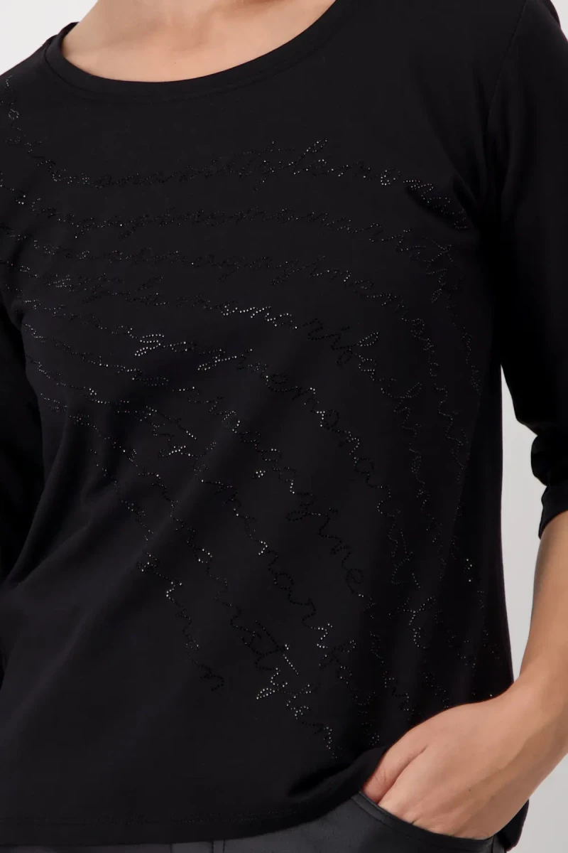 Monari Shirt mit Strass Schrift Limitierter Zeitrabatt