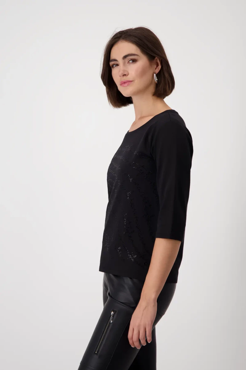 Monari Shirt mit Strass Schrift Limitierter Zeitrabatt