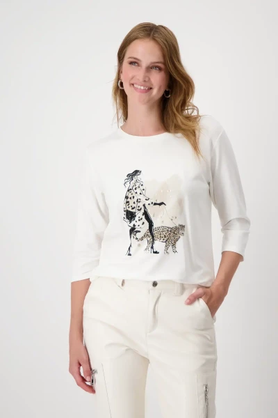 Monari Shirt mit High Heels Print Nur für heute