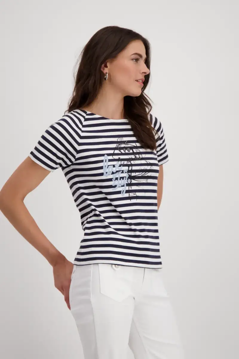 Monari Ringel Shirt mit Frauen Zeichnung Sonderangebot der Fabrik