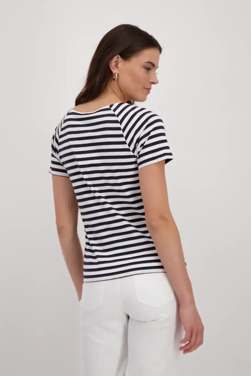 Monari Ringel Shirt mit Frauen Zeichnung Sonderangebot der Fabrik