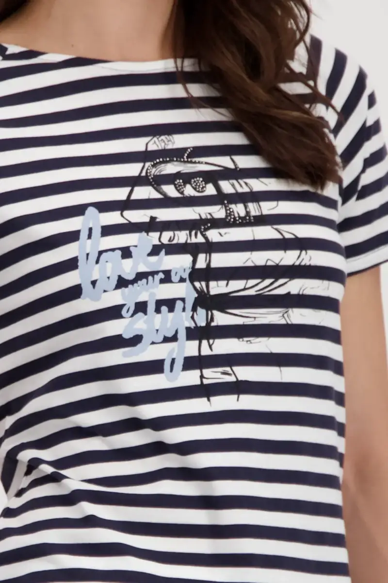 Monari Ringel Shirt mit Frauen Zeichnung Sonderangebot der Fabrik